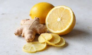 Ginger root and lemon