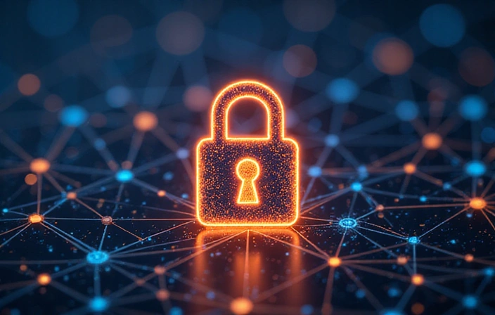 Digital padlock representing secure online transactions and data protection