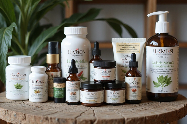 Diverse range of natural health and beauty products on display